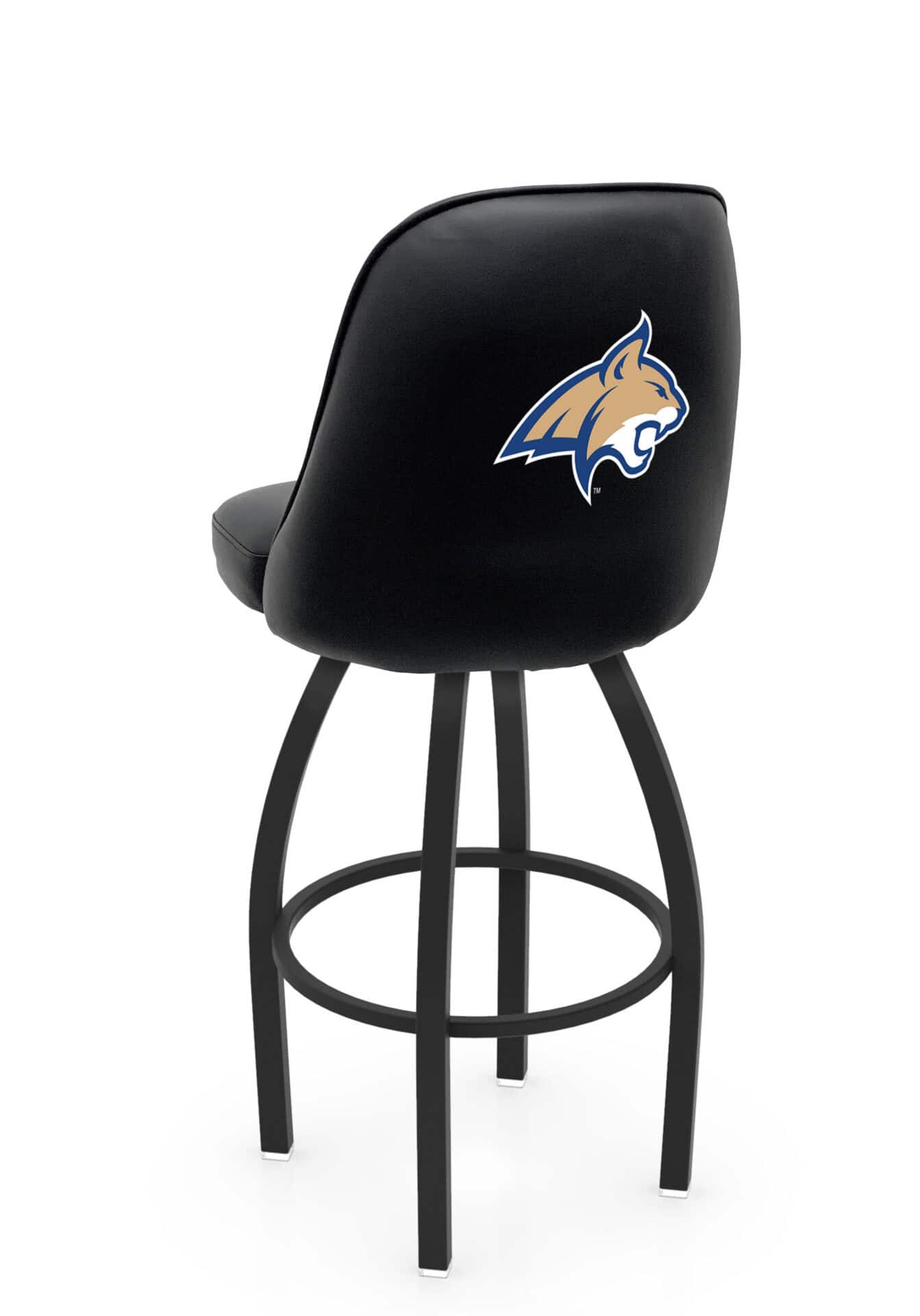 Montana State University 36-Inch Swivel Extra Tall Bar Stool w/ Black Wrinkle Finish, Padded Back, 4-Inch Cushion Seat 1 Montana State University 36-Inch Swivel Extra Tall Bar Stool w/ Black Wrinkle Finish, Padded Back, 4-Inch Cushion Seat