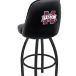 Mississippi State University 36-Inch Swivel Extra Tall Bar Stool w/ Black Wrinkle Finish, Padded Back, 4-Inch Cushion Seat