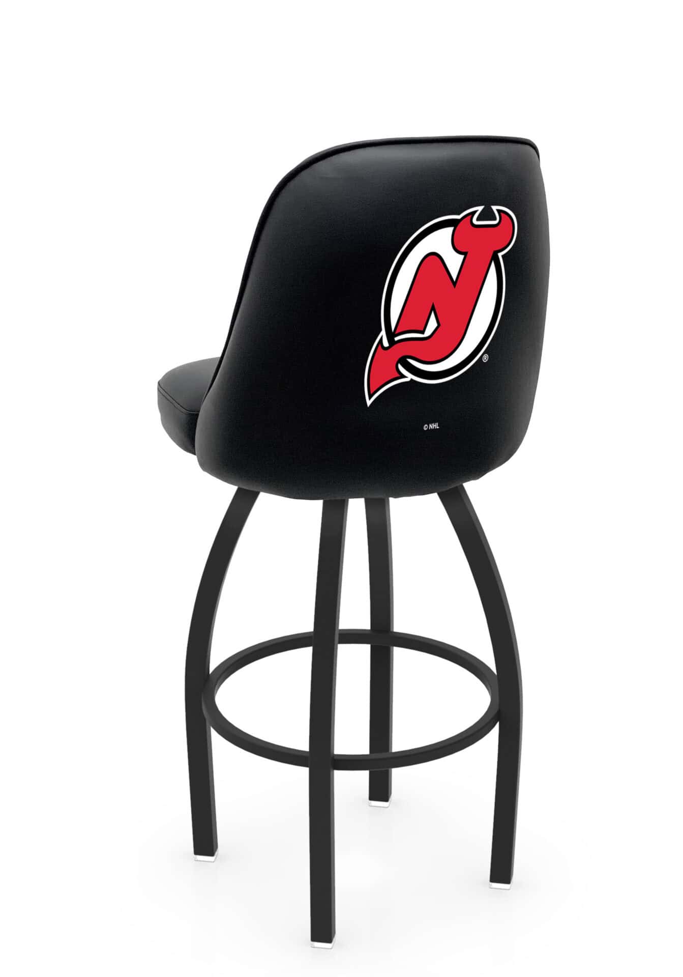 New Jersey Devils 36-Inch Swivel Extra Tall Bar Stool w/ Black Wrinkle Finish, Padded Back, 4-Inch Cushion Seat 1 New Jersey Devils 36-Inch Swivel Extra Tall Bar Stool w/ Black Wrinkle Finish, Padded Back, 4-Inch Cushion Seat