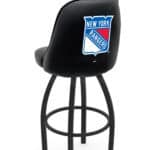 New York Rangers 36-Inch Swivel Extra Tall Bar Stool w/ Black Wrinkle Finish, Padded Back, 4-Inch Cushion Seat 3 New York Rangers 36-Inch Swivel Extra Tall Bar Stool w/ Black Wrinkle Finish, Padded Back, 4-Inch Cushion Seat