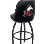 University of Northern Illinois 36-Inch Swivel Extra Tall Bar Stool w/ Black Wrinkle Finish, Padded Back, 4-Inch Cushion Seat