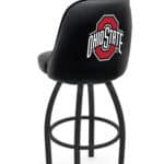 Ohio State University 36-Inch Swivel Extra Tall Bar Stool w/ Black Wrinkle Finish, Padded Back, 4-Inch Cushion Seat