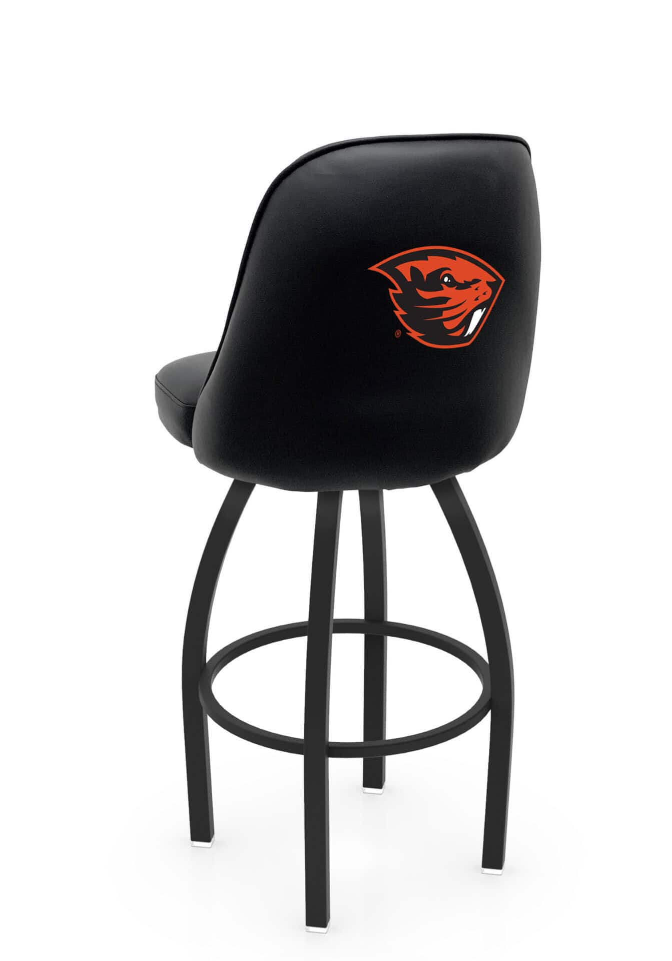 Oregon State University 36-Inch Swivel Extra Tall Bar Stool w/ Black Wrinkle Finish, Padded Back, 4-Inch Cushion Seat 1 Oregon State University 36-Inch Swivel Extra Tall Bar Stool w/ Black Wrinkle Finish, Padded Back, 4-Inch Cushion Seat