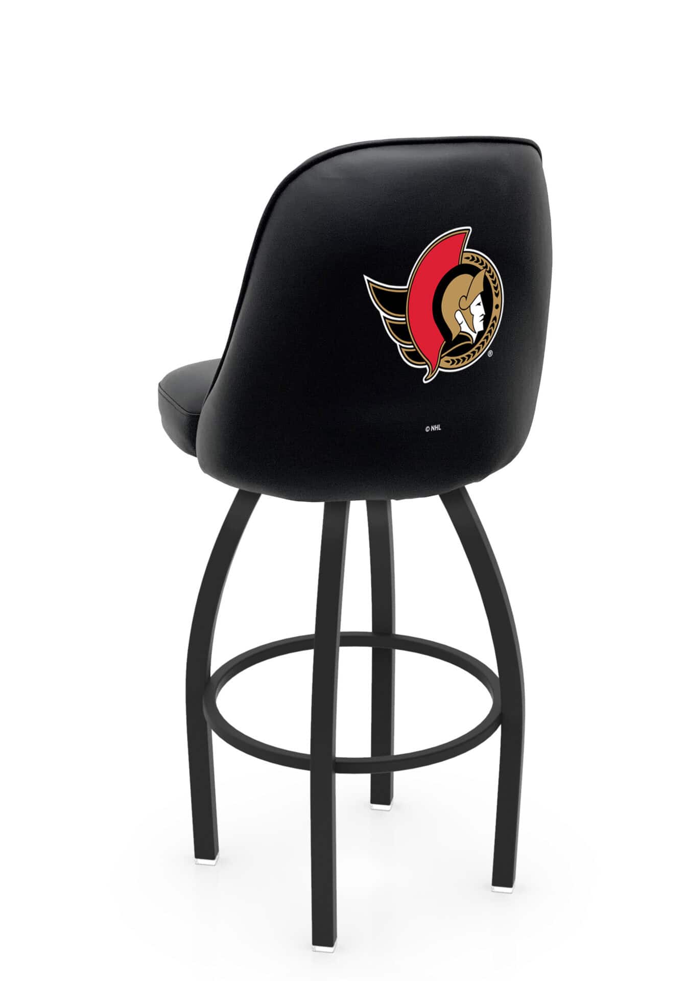 Ottawa Senators 36-Inch Swivel Extra Tall Bar Stool w/ Black Wrinkle Finish, Padded Back, 4-Inch Cushion Seat 1 Ottawa Senators 36-Inch Swivel Extra Tall Bar Stool w/ Black Wrinkle Finish, Padded Back, 4-Inch Cushion Seat