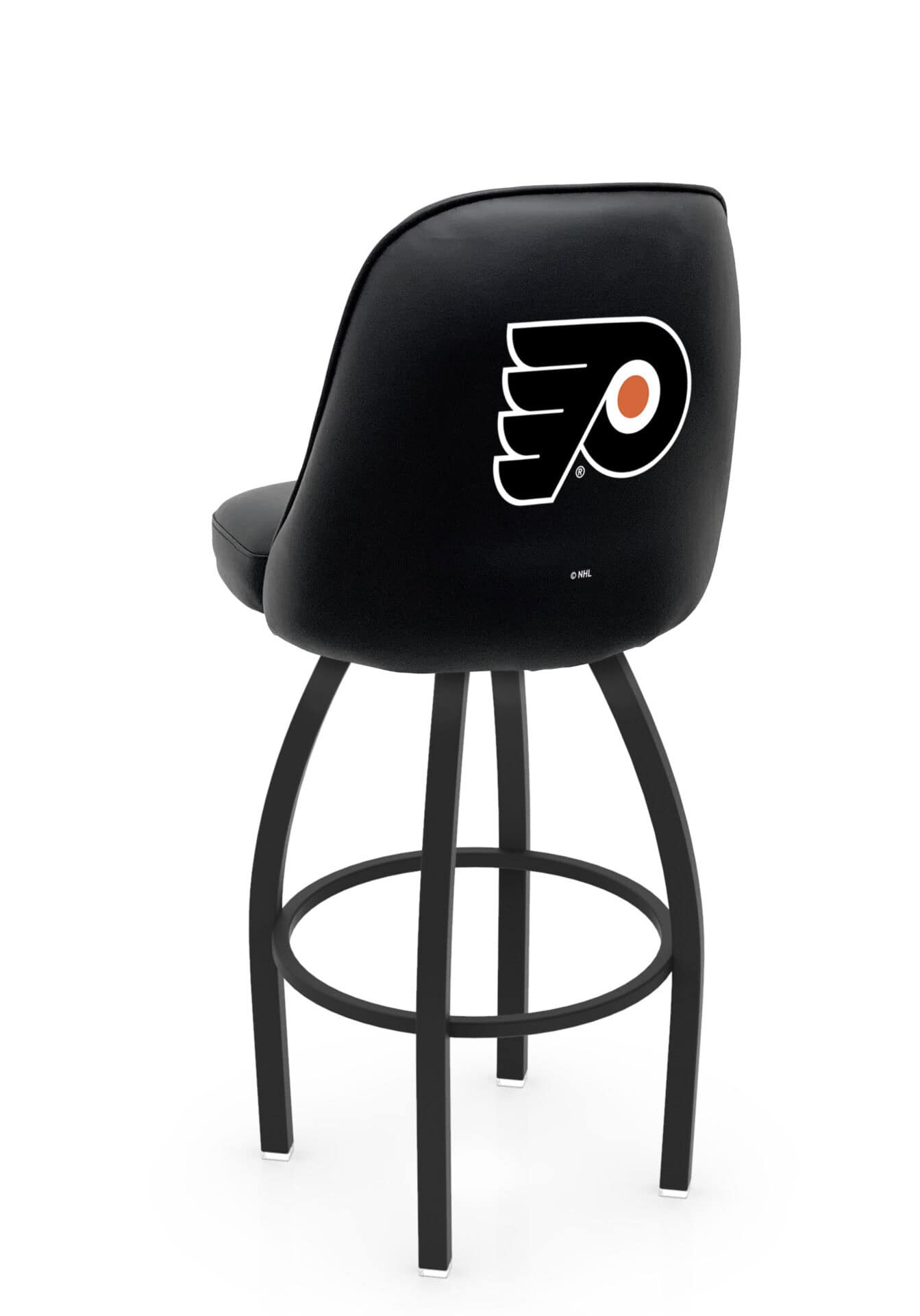 Philadelphia Flyers 36-Inch Swivel Extra Tall Bar Stool w/ Black Wrinkle Finish, Padded Back, 4-Inch Cushion Seat 1 Philadelphia Flyers 36-Inch Swivel Extra Tall Bar Stool w/ Black Wrinkle Finish, Padded Back, 4-Inch Cushion Seat