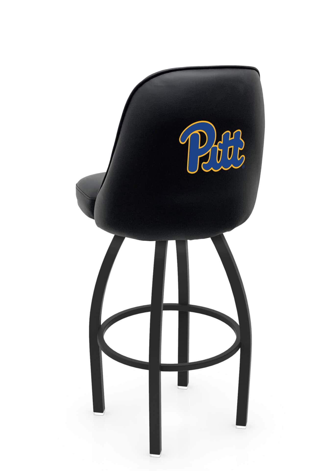 University of Pittsburgh 36-Inch Swivel Extra Tall Bar Stool w/ Black Wrinkle Finish, Padded Back, 4-Inch Cushion Seat 1 University of Pittsburgh 36-Inch Swivel Extra Tall Bar Stool w/ Black Wrinkle Finish, Padded Back, 4-Inch Cushion Seat