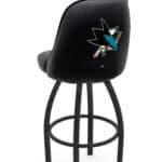 San Jose Sharks 36-Inch Swivel Extra Tall Bar Stool w/ Black Wrinkle Finish, Padded Back, 4-Inch Cushion Seat 3 San Jose Sharks 36-Inch Swivel Extra Tall Bar Stool w/ Black Wrinkle Finish, Padded Back, 4-Inch Cushion Seat