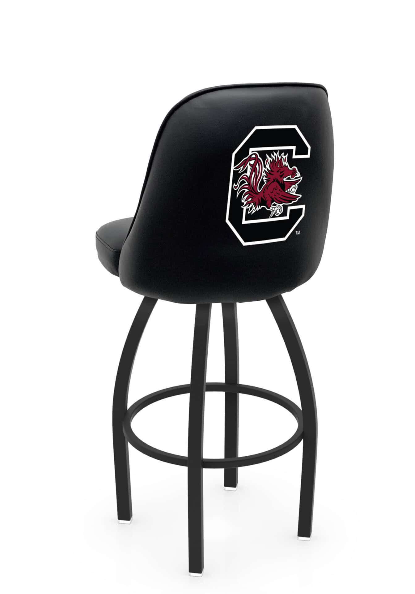 University of South Carolina 25-Inch Swivel Counter Stool w/ Black Wrinkle Finish, Padded Back, 4-Inch Cushion Seat 1 University of South Carolina 25-Inch Swivel Counter Stool w/ Black Wrinkle Finish, Padded Back, 4-Inch Cushion Seat