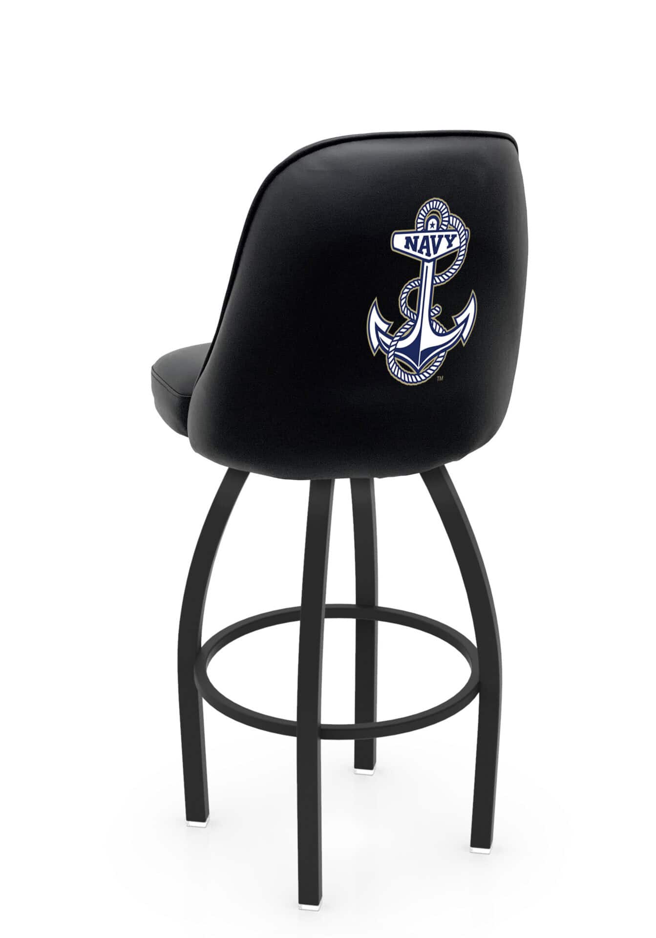 US Naval Academy 25-Inch Swivel Counter Stool w/ Black Wrinkle Finish, Padded Back, 4-Inch Cushion Seat 1 US Naval Academy 25-Inch Swivel Counter Stool w/ Black Wrinkle Finish, Padded Back, 4-Inch Cushion Seat