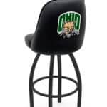 Ohio University 36-Inch Swivel Extra Tall Bar Stool w/ Black Wrinkle Finish, Padded Back, 4-Inch Cushion Seat