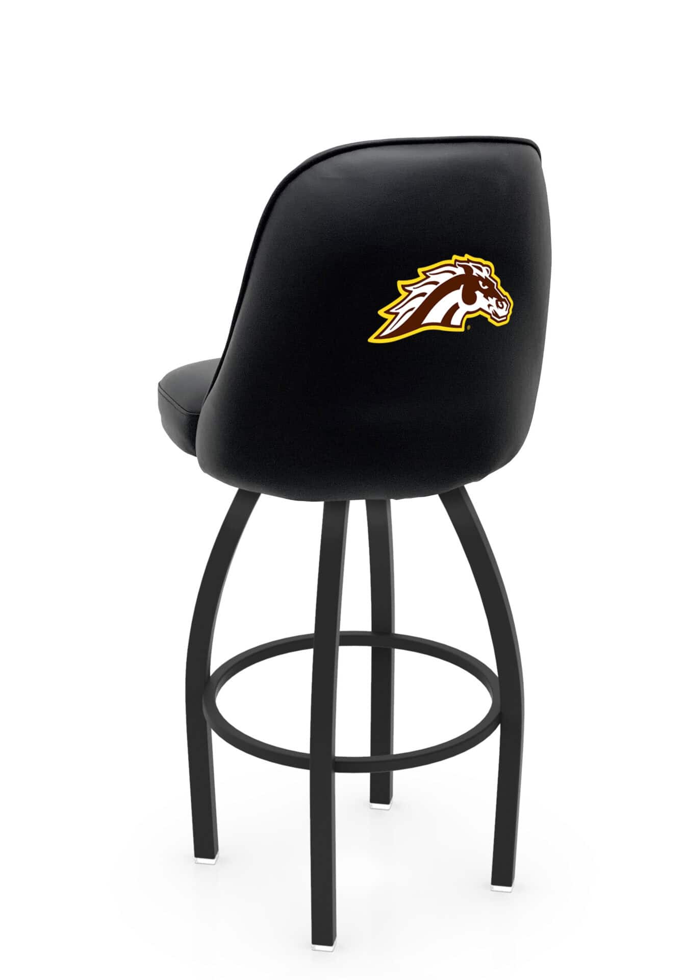 Western Michigan University 25-Inch Swivel Counter Stool w/ Black Wrinkle Finish, Padded Back, 4-Inch Cushion Seat 1 Western Michigan University 25-Inch Swivel Counter Stool w/ Black Wrinkle Finish, Padded Back, 4-Inch Cushion Seat