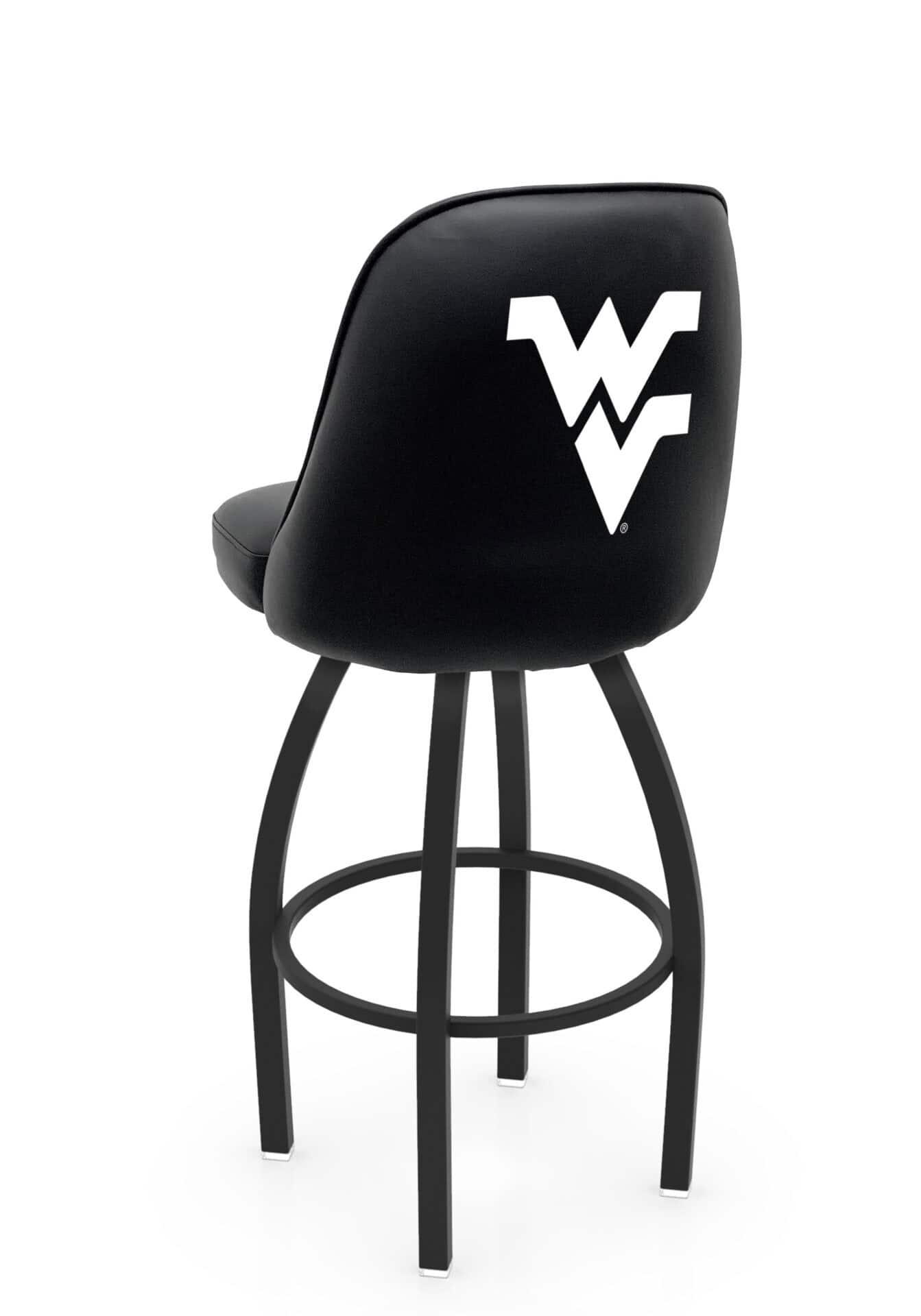 West Virginia University 36-Inch Swivel Extra Tall Bar Stool w/ Black Wrinkle Finish, Padded Back, 4-Inch Cushion Seat 1 West Virginia University 36-Inch Swivel Extra Tall Bar Stool w/ Black Wrinkle Finish, Padded Back, 4-Inch Cushion Seat