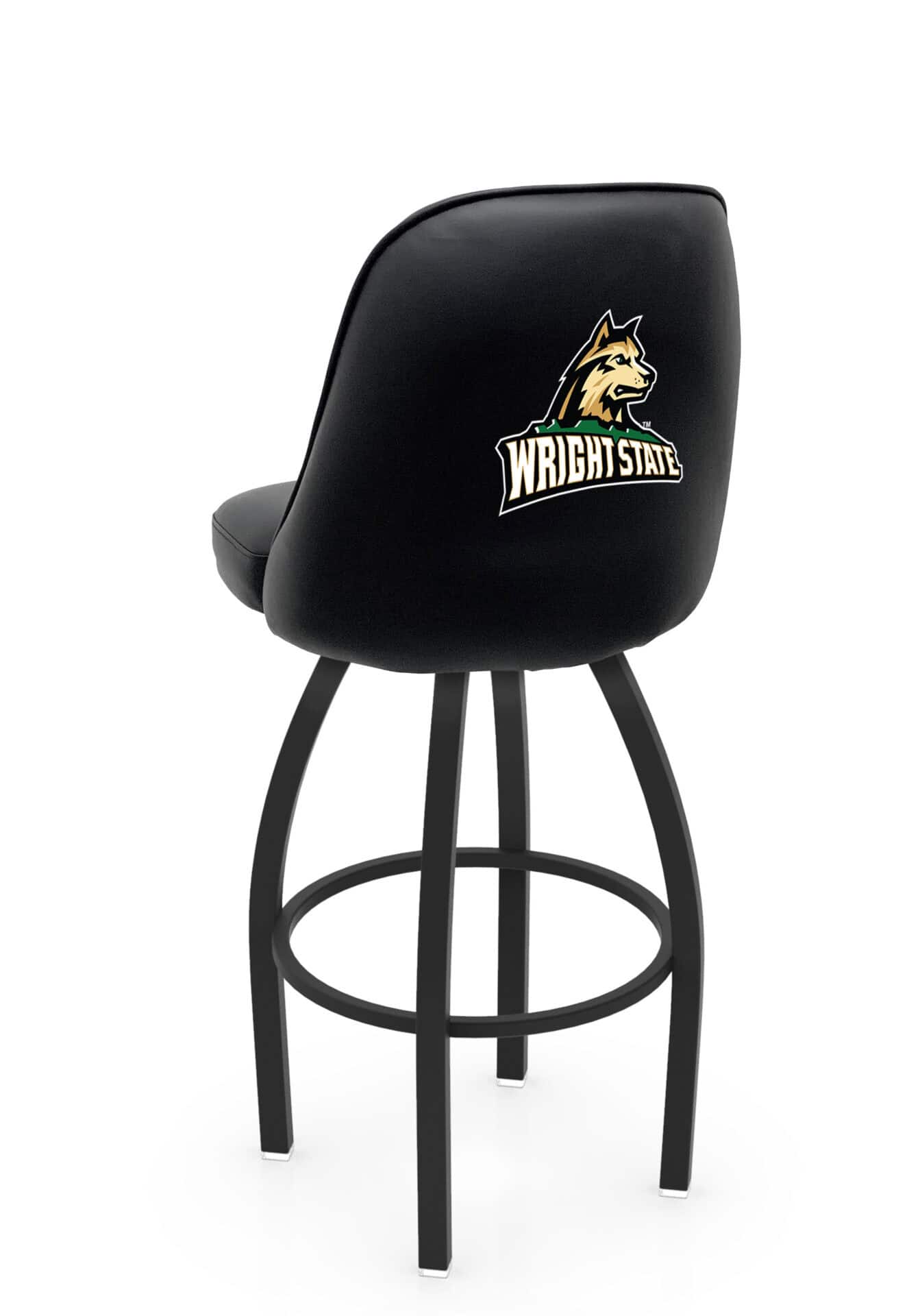 Wright State University 25-Inch Swivel Counter Stool w/ Black Wrinkle Finish, Padded Back, 4-Inch Cushion Seat 1 Wright State University 25-Inch Swivel Counter Stool w/ Black Wrinkle Finish, Padded Back, 4-Inch Cushion Seat