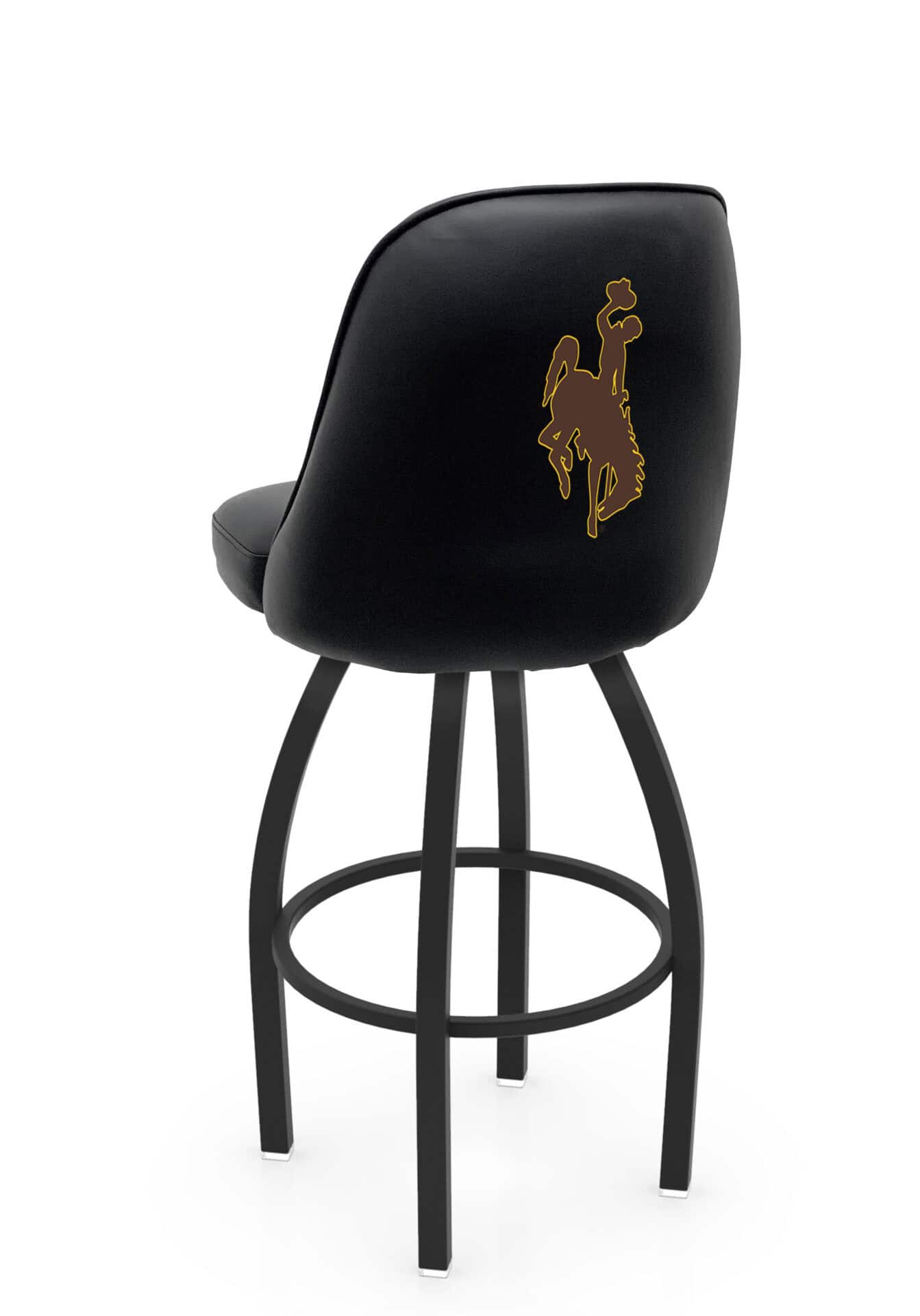 University of Wyoming 25-Inch Swivel Counter Stool w/ Black Wrinkle Finish, Padded Back, 4-Inch Cushion Seat 1 University of Wyoming 25-Inch Swivel Counter Stool w/ Black Wrinkle Finish, Padded Back, 4-Inch Cushion Seat