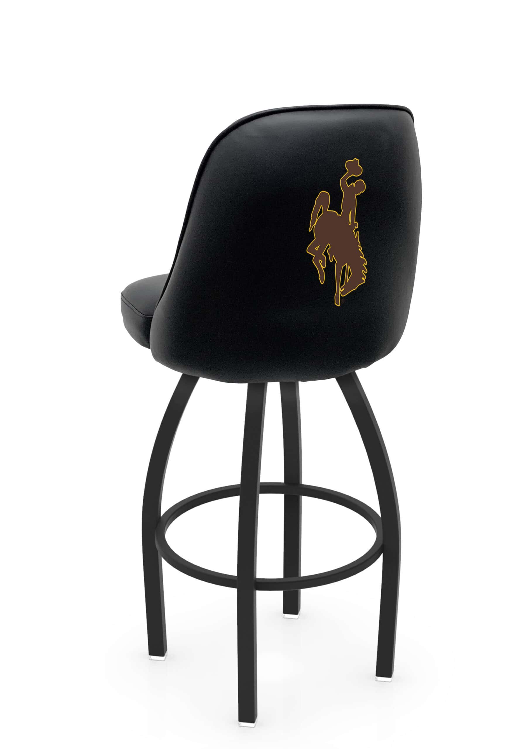 University of Wyoming 25-Inch Swivel Counter Stool w/ Black Wrinkle Finish, Padded Back, 4-Inch Cushion Seat 4 University of Wyoming 25-Inch Swivel Counter Stool w/ Black Wrinkle Finish, Padded Back, 4-Inch Cushion Seat