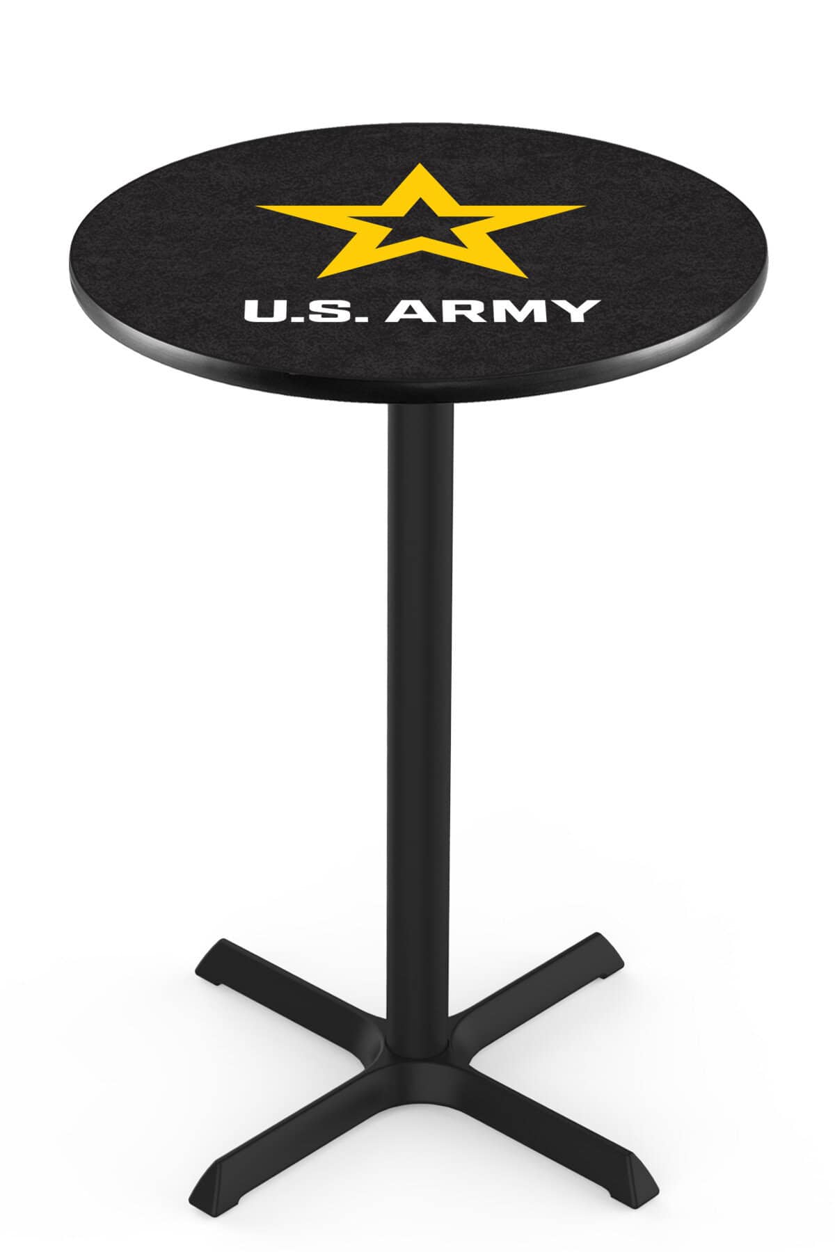 United States Army 36-Inch Pub Table with 36-Inch Top, Cross Base Base, and Black Wrinkle Finish 1 United States Army 36-Inch Pub Table with 36-Inch Top, Cross Base Base, and Black Wrinkle Finish