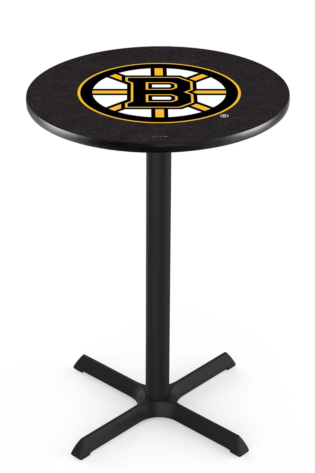 Boston Bruins 36-Inch Pub Table with 30-Inch Top, Cross Base Base, and Black Wrinkle Finish 1 Boston Bruins 36-Inch Pub Table with 30-Inch Top, Cross Base Base, and Black Wrinkle Finish