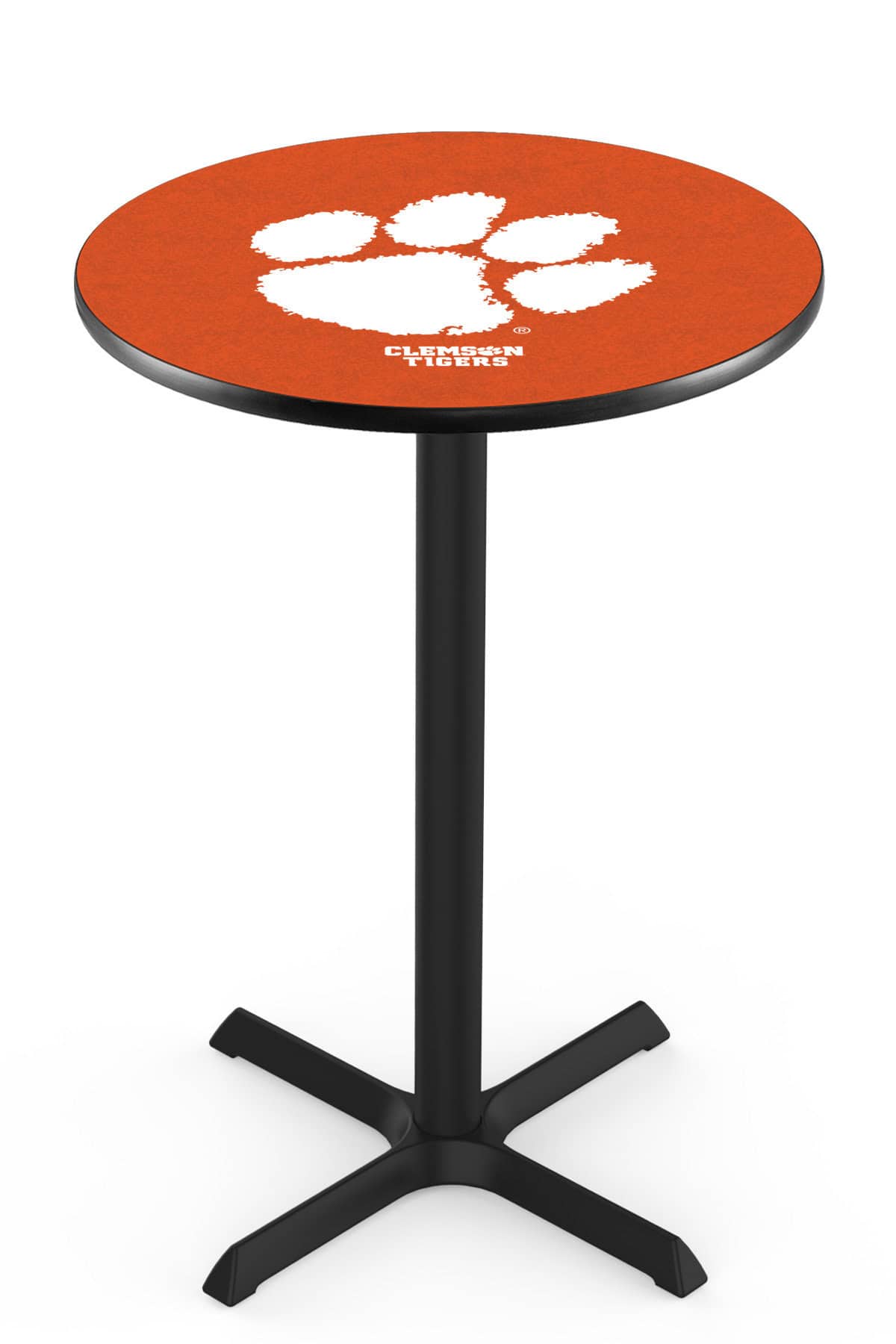 Clemson 36-Inch Pub Table with 30-Inch Top, Cross Base Base, and Black Wrinkle Finish 1 Clemson 36-Inch Pub Table with 30-Inch Top, Cross Base Base, and Black Wrinkle Finish
