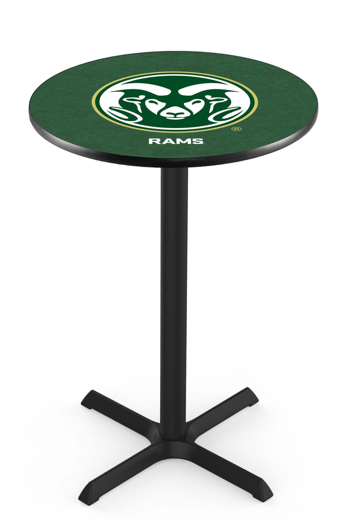 Colorado State University 36-Inch Pub Table with 30-Inch Top, Cross Base Base, and Black Wrinkle Finish 1 Colorado State University 36-Inch Pub Table with 30-Inch Top, Cross Base Base, and Black Wrinkle Finish