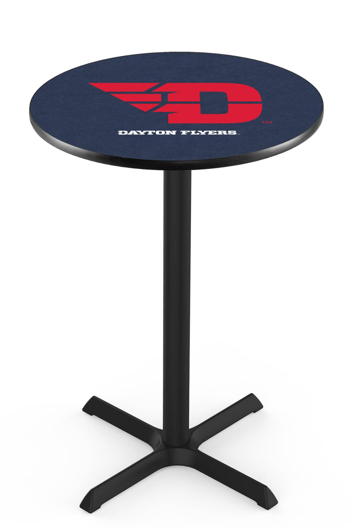 University of Dayton 36-Inch Pub Table with 30-Inch Top, Cross Base Base, and Black Wrinkle Finish 1 University of Dayton 36-Inch Pub Table with 30-Inch Top, Cross Base Base, and Black Wrinkle Finish