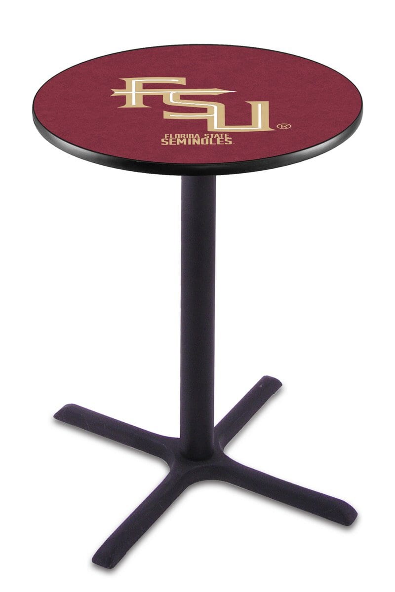 Florida State (Script) 36-Inch Pub Table with 30-Inch Top, Cross Base Base, and Black Wrinkle Finish 1 Florida State (Script) 36-Inch Pub Table with 30-Inch Top, Cross Base Base, and Black Wrinkle Finish