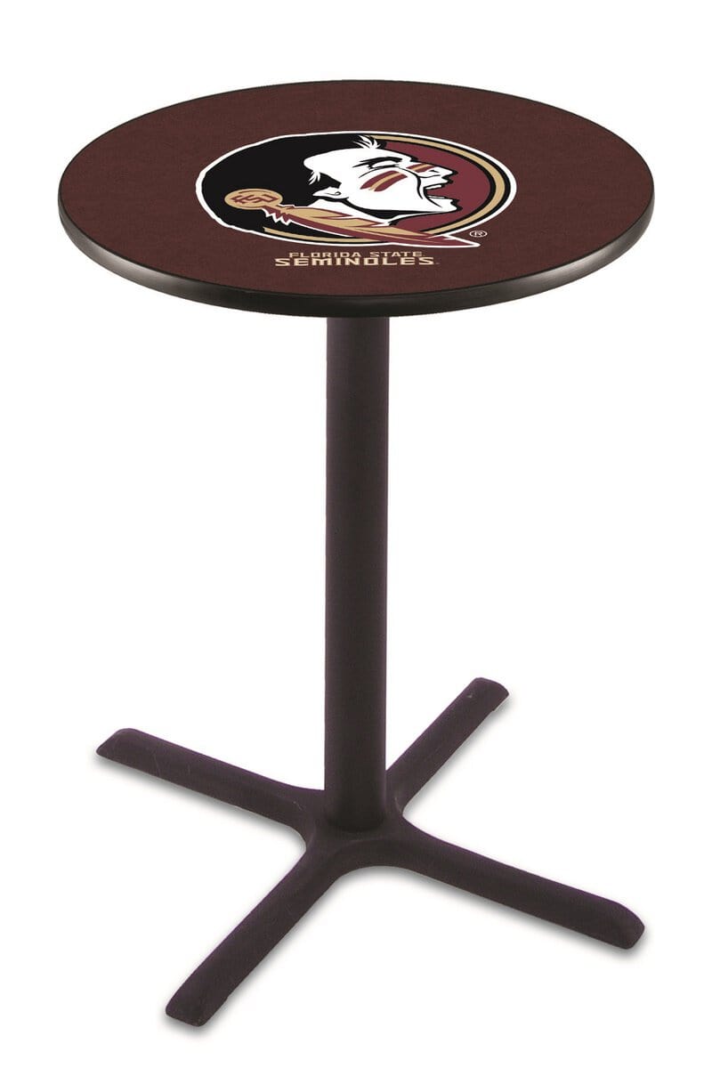 Florida State (Head) 36-Inch Pub Table with 30-Inch Top, Cross Base Base, and Black Wrinkle Finish 1 Florida State (Head) 36-Inch Pub Table with 30-Inch Top, Cross Base Base, and Black Wrinkle Finish