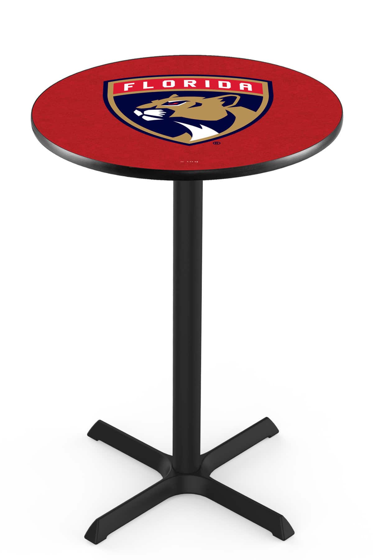 Florida Panthers 36-Inch Pub Table with 30-Inch Top, Cross Base Base, and Black Wrinkle Finish 1 Florida Panthers 36-Inch Pub Table with 30-Inch Top, Cross Base Base, and Black Wrinkle Finish