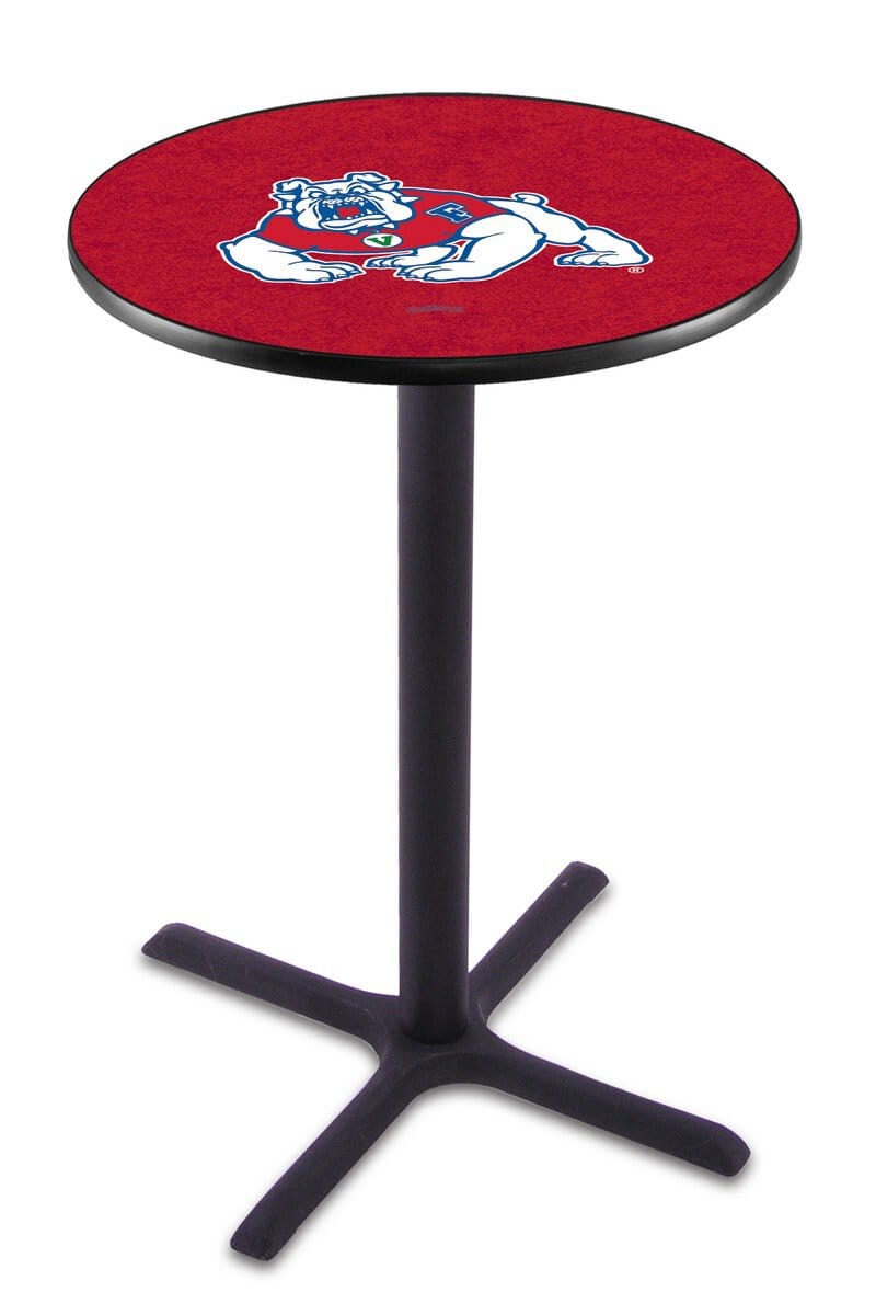 Fresno State University 36-Inch Pub Table with 30-Inch Top, Cross Base Base, and Black Wrinkle Finish 1 Fresno State University 36-Inch Pub Table with 30-Inch Top, Cross Base Base, and Black Wrinkle Finish