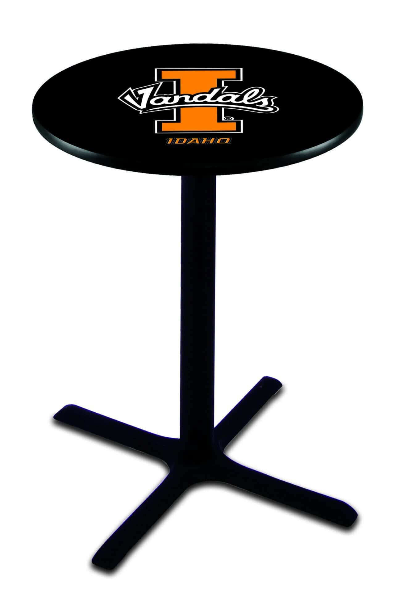 University of Idaho 36-Inch Pub Table with 36-Inch Top, Cross Base Base, and Black Wrinkle Finish 1 University of Idaho 36-Inch Pub Table with 36-Inch Top, Cross Base Base, and Black Wrinkle Finish