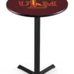 University of Louisiana at Monroe 42-Inch Pub Table with 36-Inch Top, Cross Base Base, and Black Wrinkle Finish