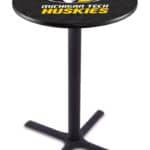 Michigan Tech University 42-Inch Pub Table with 30-Inch Top, Cross Base Base, and Black Wrinkle Finish