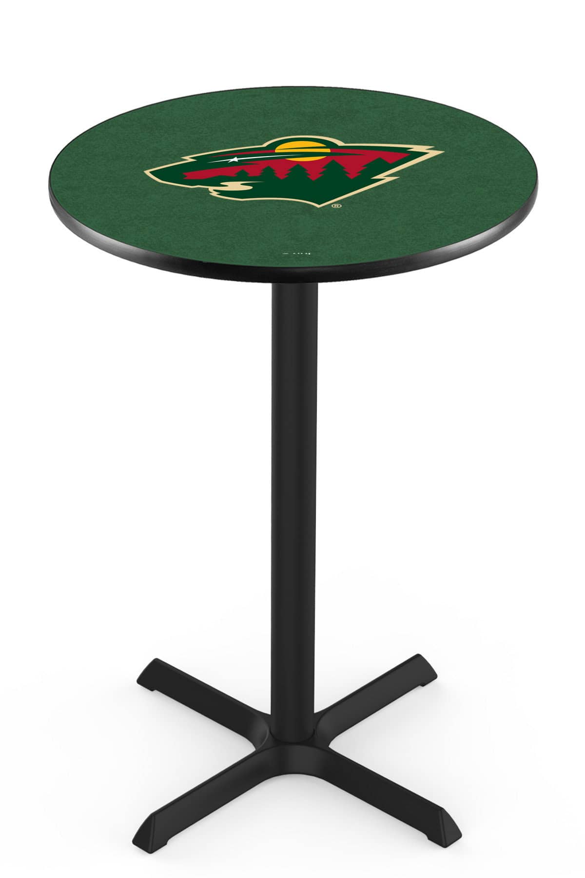 Minnesota Wild 36-Inch Pub Table with 30-Inch Top, Cross Base Base, and Black Wrinkle Finish 1 Minnesota Wild 36-Inch Pub Table with 30-Inch Top, Cross Base Base, and Black Wrinkle Finish