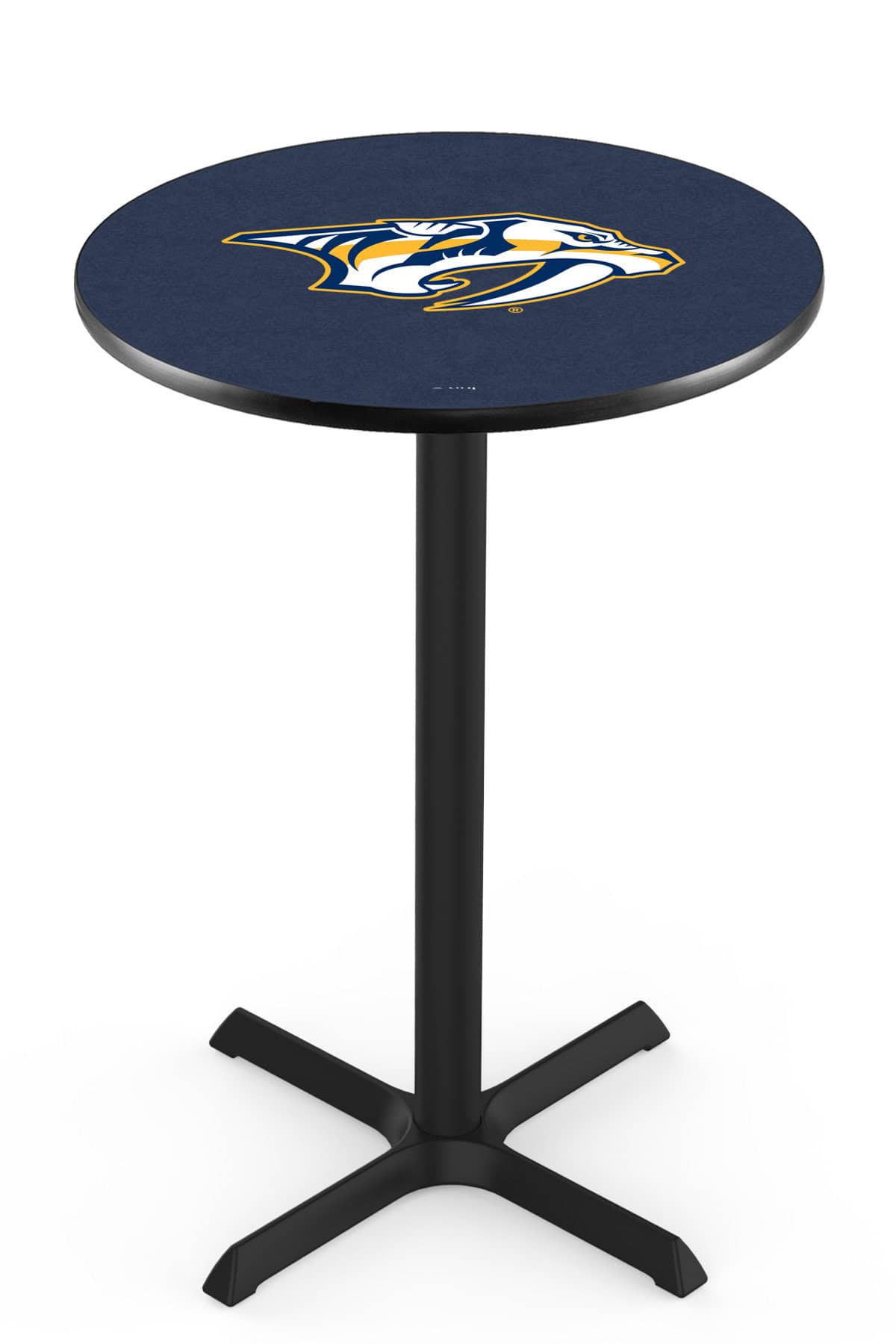 Nashville Predators 36-Inch Pub Table with 30-Inch Top, Cross Base Base, and Black Wrinkle Finish 1 Nashville Predators 36-Inch Pub Table with 30-Inch Top, Cross Base Base, and Black Wrinkle Finish