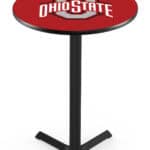 Ohio State University 42-Inch Pub Table with 30-Inch Top, Cross Base Base, and Black Wrinkle Finish