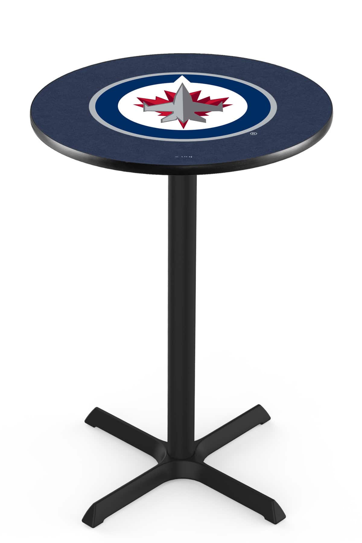Winnipeg Jets 36-Inch Pub Table with 36-Inch Top, Cross Base Base, and Black Wrinkle Finish 1 Winnipeg Jets 36-Inch Pub Table with 36-Inch Top, Cross Base Base, and Black Wrinkle Finish