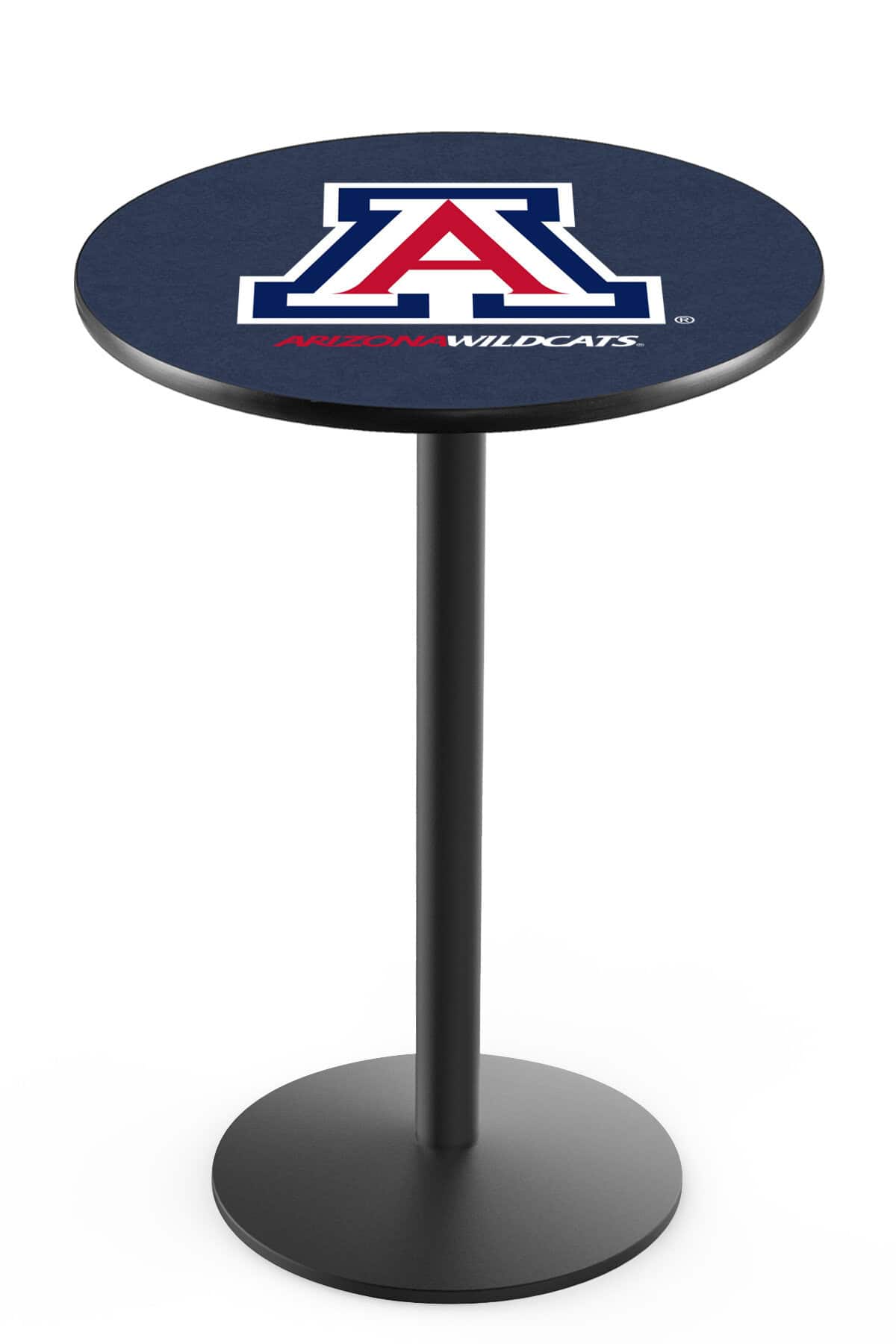 University of Arizona 42-Inch Pub Table with 36-Inch Top, Round Base Base, and Black Wrinkle Finish 1 University of Arizona 42-Inch Pub Table with 36-Inch Top, Round Base Base, and Black Wrinkle Finish