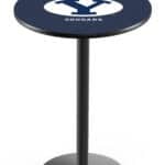 Brigham Young University 42-Inch Pub Table with 36-Inch Top, Round Base Base, and Black Wrinkle Finish