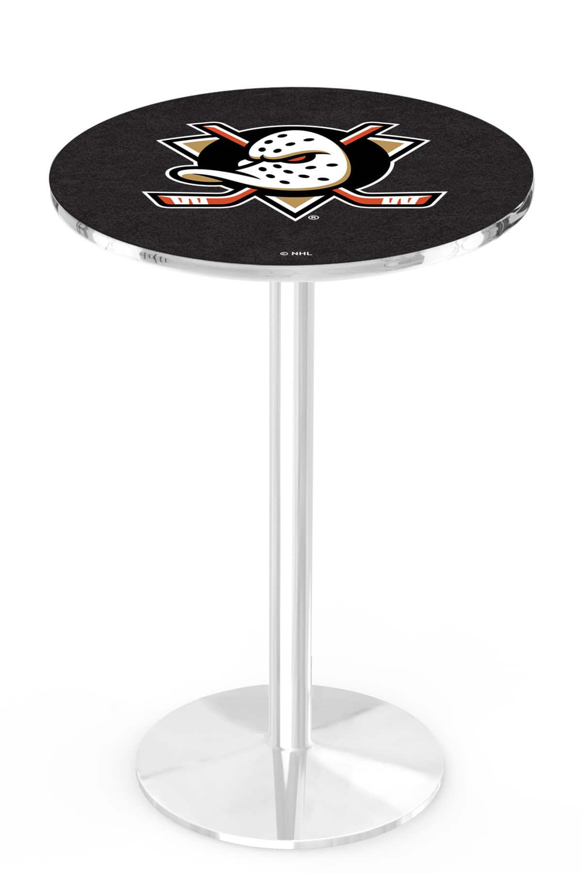 Anaheim Ducks 36-Inch Pub Table with 36-Inch Top, Round Base Base, and Chrome Finish 1 Anaheim Ducks 36-Inch Pub Table with 36-Inch Top, Round Base Base, and Chrome Finish