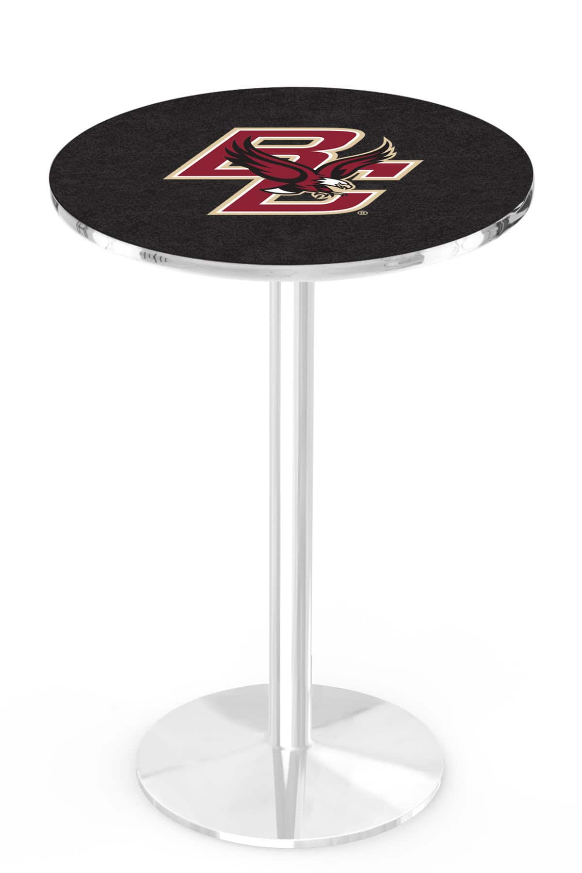 Boston College 42-Inch Pub Table with 36-Inch Top, Round Base Base, and Chrome Finish 1 Boston College 42-Inch Pub Table with 36-Inch Top, Round Base Base, and Chrome Finish