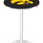 University of Iowa 42-Inch Pub Table with 30-Inch Top, Round Base Base, and Chrome Finish