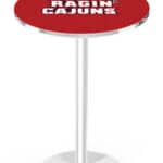 University of Louisiana at Lafayette 42-Inch Pub Table with 30-Inch Top, Round Base Base, and Chrome Finish