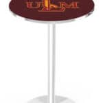 University of Louisiana at Monroe 42-Inch Pub Table with 36-Inch Top, Round Base Base, and Chrome Finish