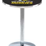 Michigan Tech University 42-Inch Pub Table with 36-Inch Top, Round Base Base, and Chrome Finish