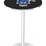 University of Memphis 42-Inch Pub Table with 30-Inch Top, Round Base Base, and Chrome Finish