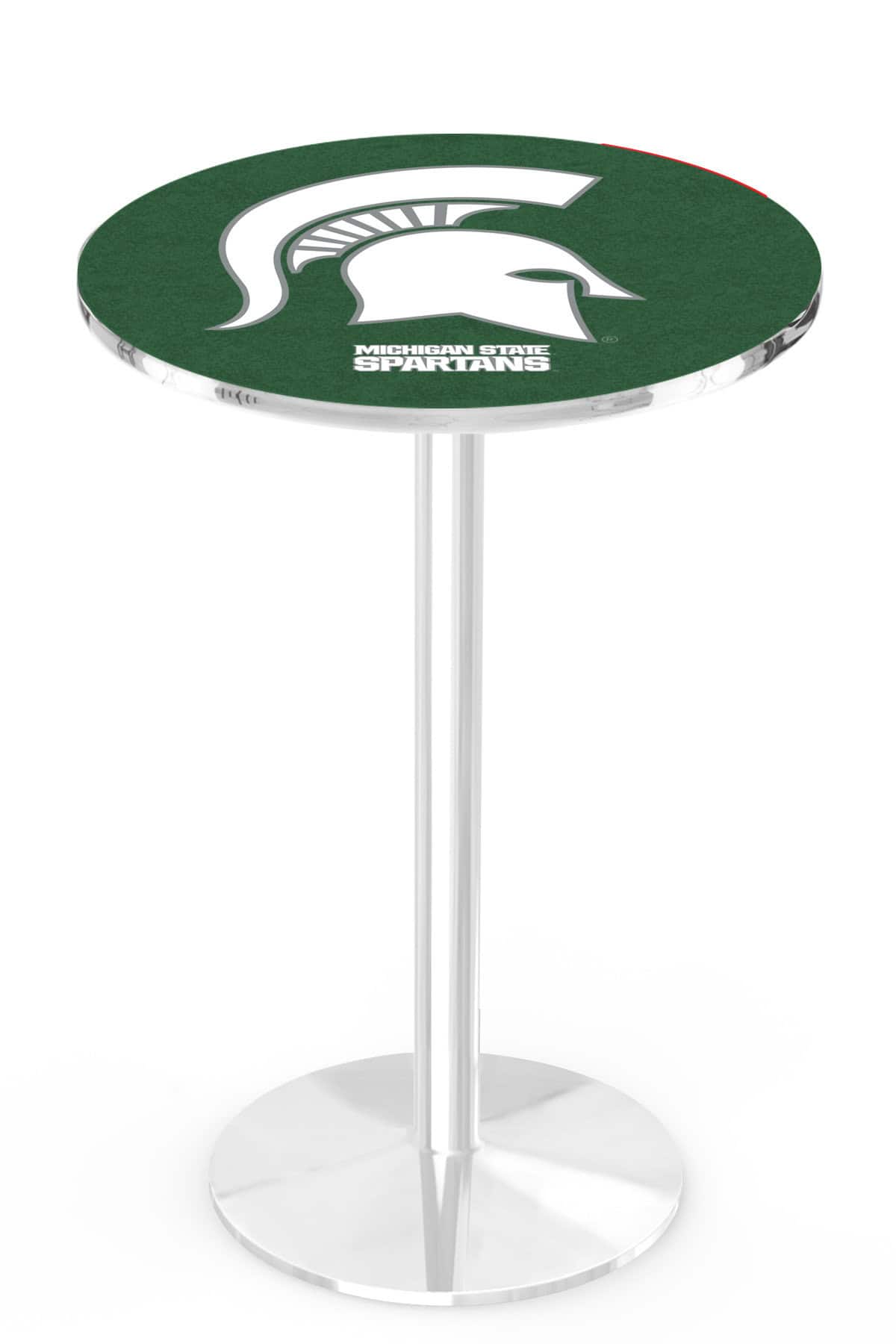 Michigan State University 42-Inch Pub Table with 36-Inch Top, Round Base Base, and Chrome Finish 1 Michigan State University 42-Inch Pub Table with 36-Inch Top, Round Base Base, and Chrome Finish