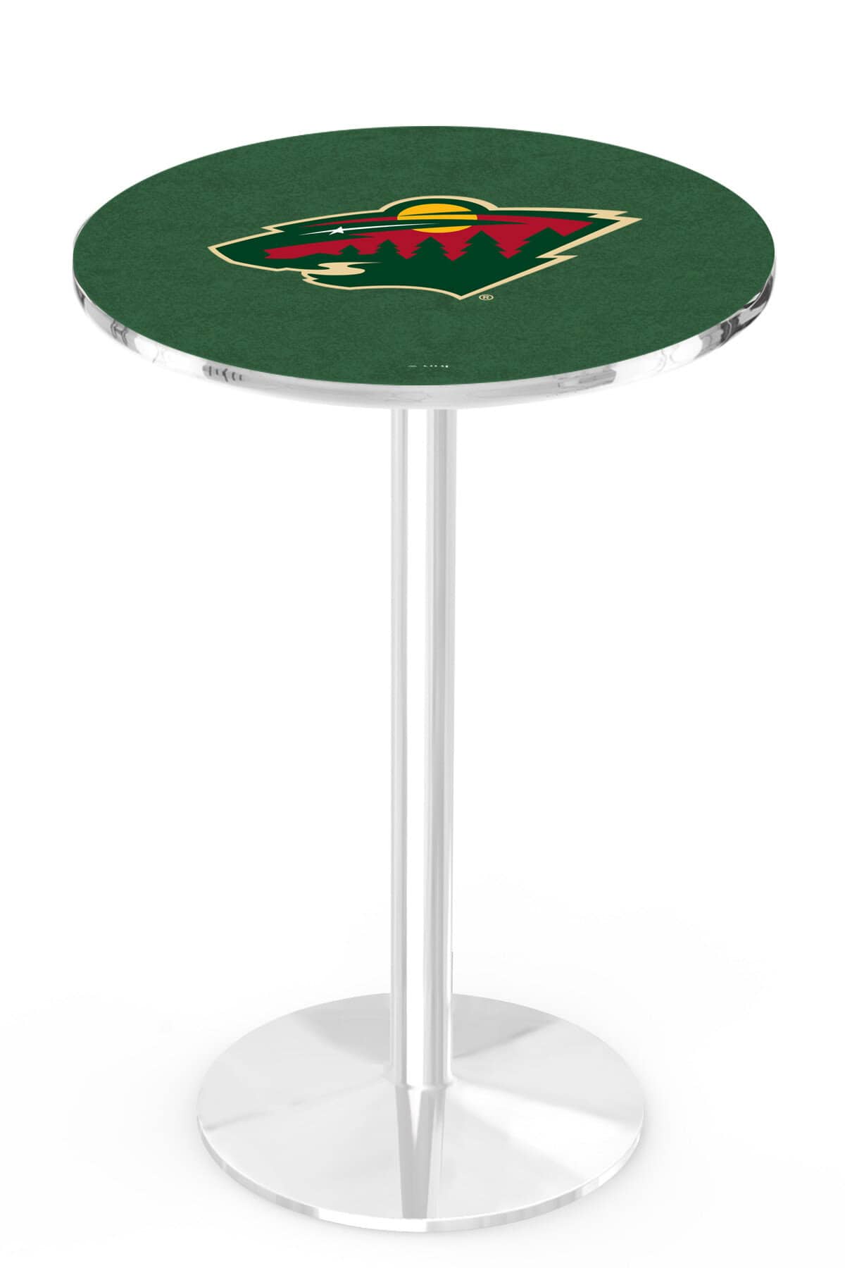 Minnesota Wild 36-Inch Pub Table with 30-Inch Top, Round Base Base, and Chrome Finish 1 Minnesota Wild 36-Inch Pub Table with 30-Inch Top, Round Base Base, and Chrome Finish