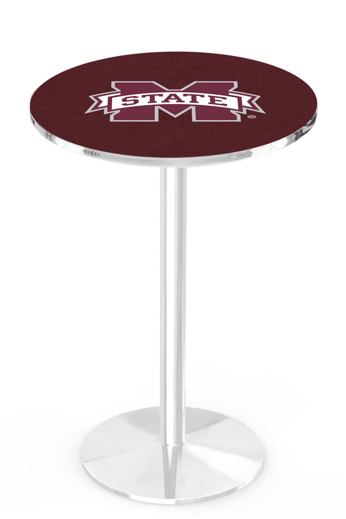 Mississippi State University 36-Inch Pub Table with 30-Inch Top, Round Base Base, and Chrome Finish 1 Mississippi State University 36-Inch Pub Table with 30-Inch Top, Round Base Base, and Chrome Finish