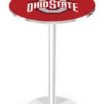 Ohio State University 42-Inch Pub Table with 30-Inch Top, Round Base Base, and Chrome Finish