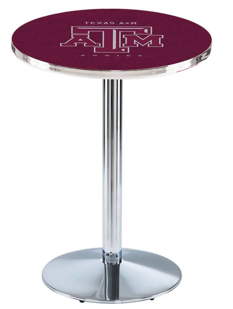 Texas A&M 42-Inch Pub Table with 36-Inch Top, Round Base Base, and Chrome Finish 1 Texas A&M 42-Inch Pub Table with 36-Inch Top, Round Base Base, and Chrome Finish