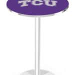 Texas Christian University 36-Inch Pub Table with 36-Inch Top, Round Base Base, and Chrome Finish